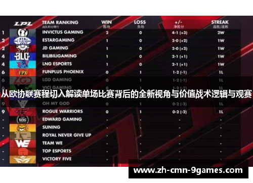 从欧协联赛程切入解读单场比赛背后的全新视角与价值战术逻辑与观赛