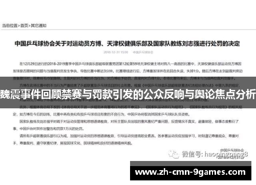 魏震事件回顾禁赛与罚款引发的公众反响与舆论焦点分析 魏震事件回顾禁赛与罚款引发的公众反响与舆论焦点分析